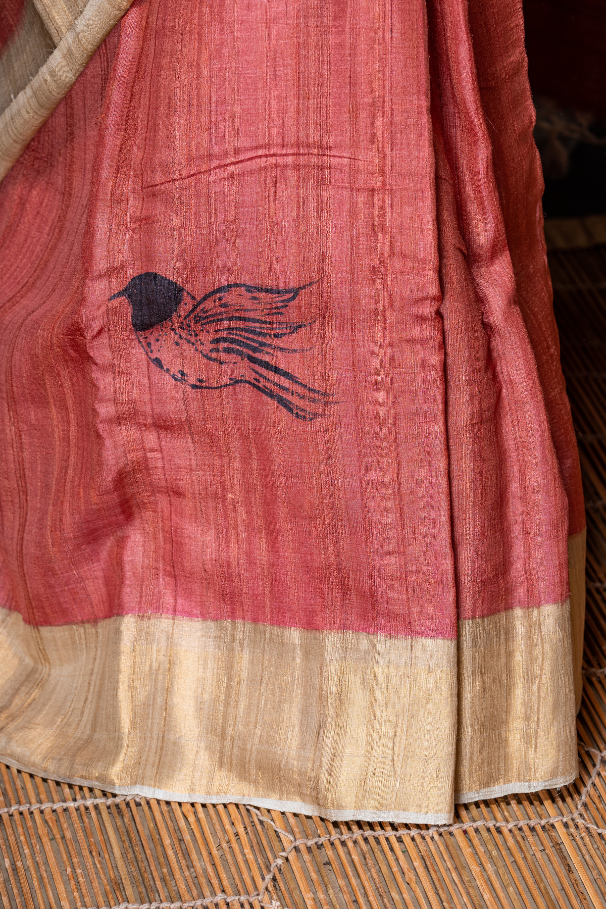 Hand Painted Tussar Silk Saree